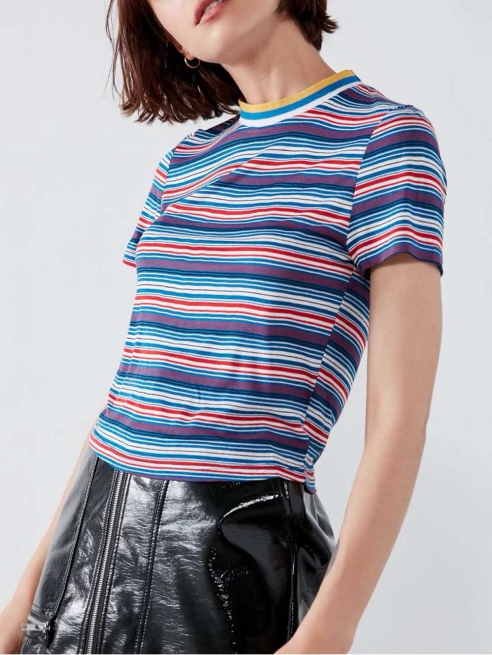 Project Social T Striped Tipped Tee in Blue